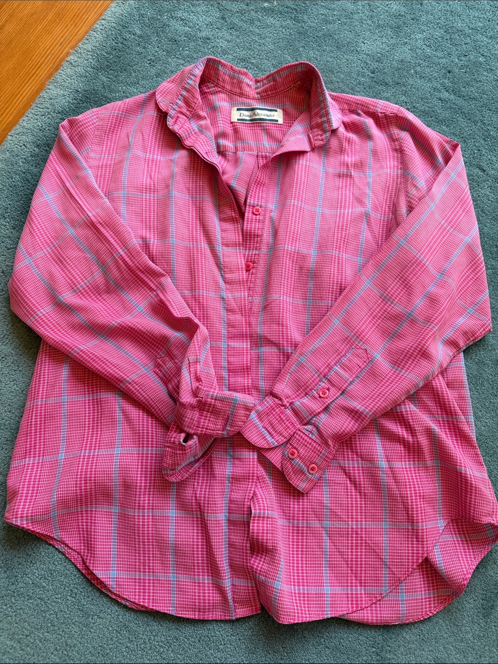 Soft Vintage Pink Plaid LS Button Up